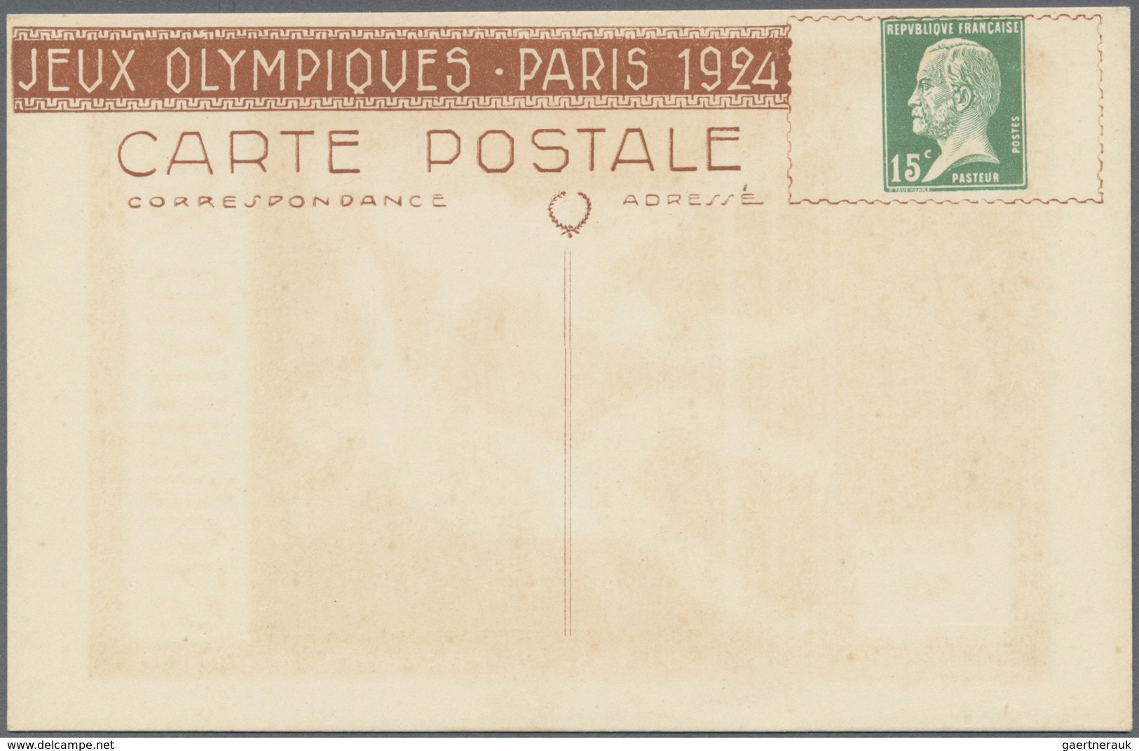 GA Thematik: Olympische Spiele / olympic games: 1924, Paris, Frankreich, 15 c Pasteur Ganzsachenkarten