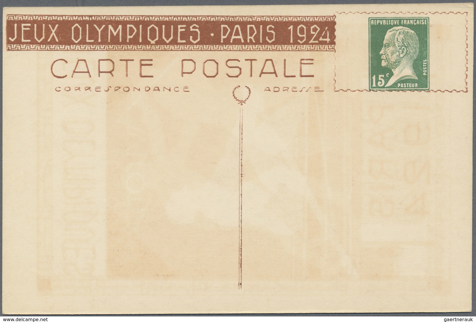 GA Thematik: Olympische Spiele / olympic games: 1924, Paris, Frankreich, 15 c Pasteur Ganzsachenkarten