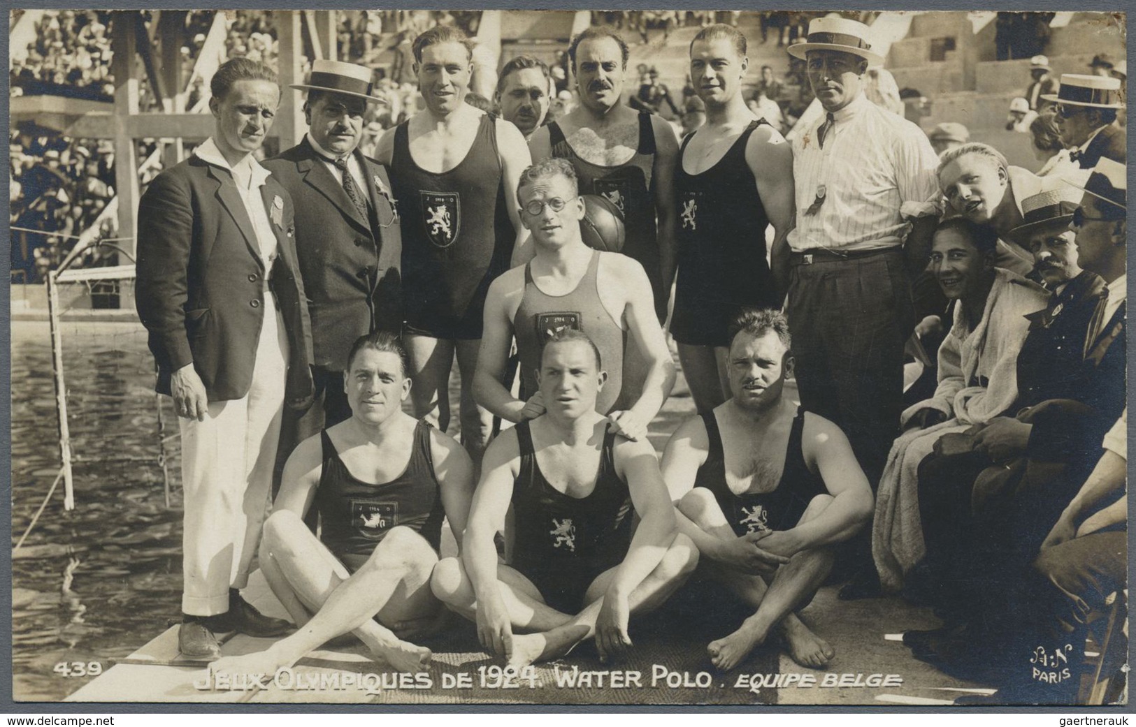 Br Thematik: Olympische Spiele / olympic games: 1924, Paris, fünf verschiedene Fotokarten "Schwimmen" u