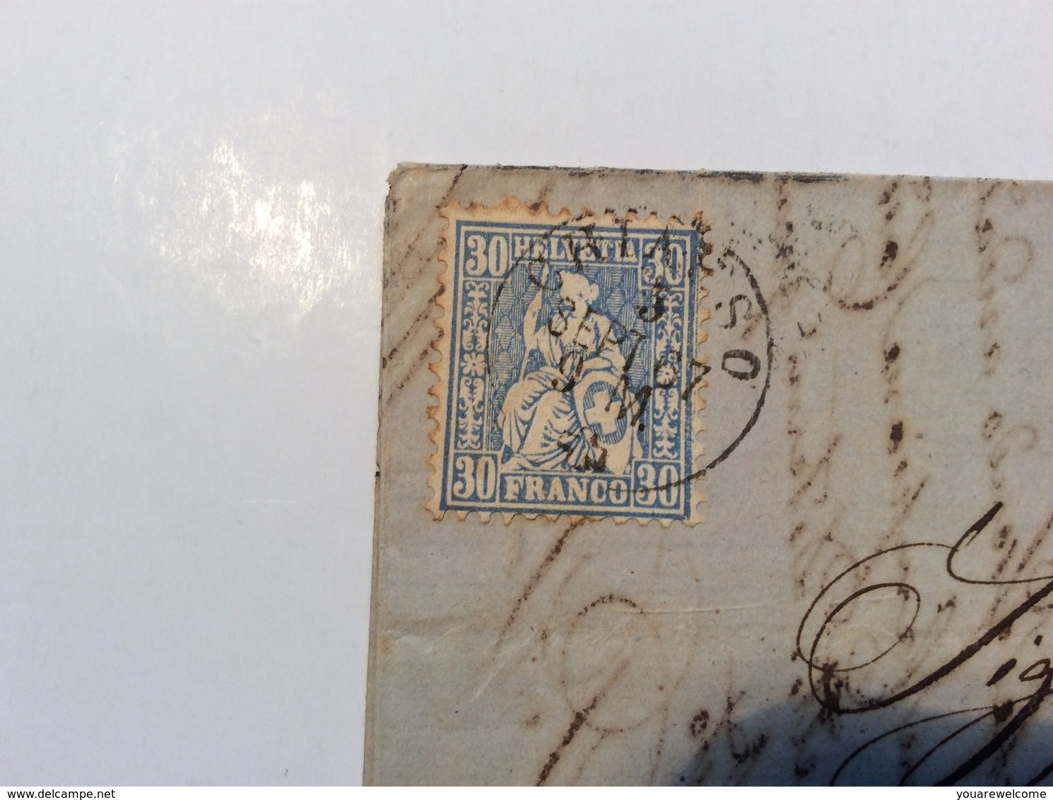 CHIASSO 1867 30 Rp REINBLAU ZNr 41b = 700CHF Sitzende Helvetia > Genova (Schweiz Suisse Lettre Cover Brief TESSIN TI - Briefe U. Dokumente