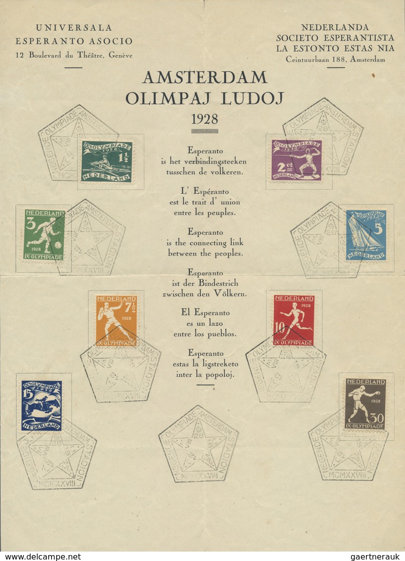 Thematik: Olympische Spiele / Olympic Games: 1928, Olympische Spiele Niederlande 1928,  2 Esperanto - Andere & Zonder Classificatie