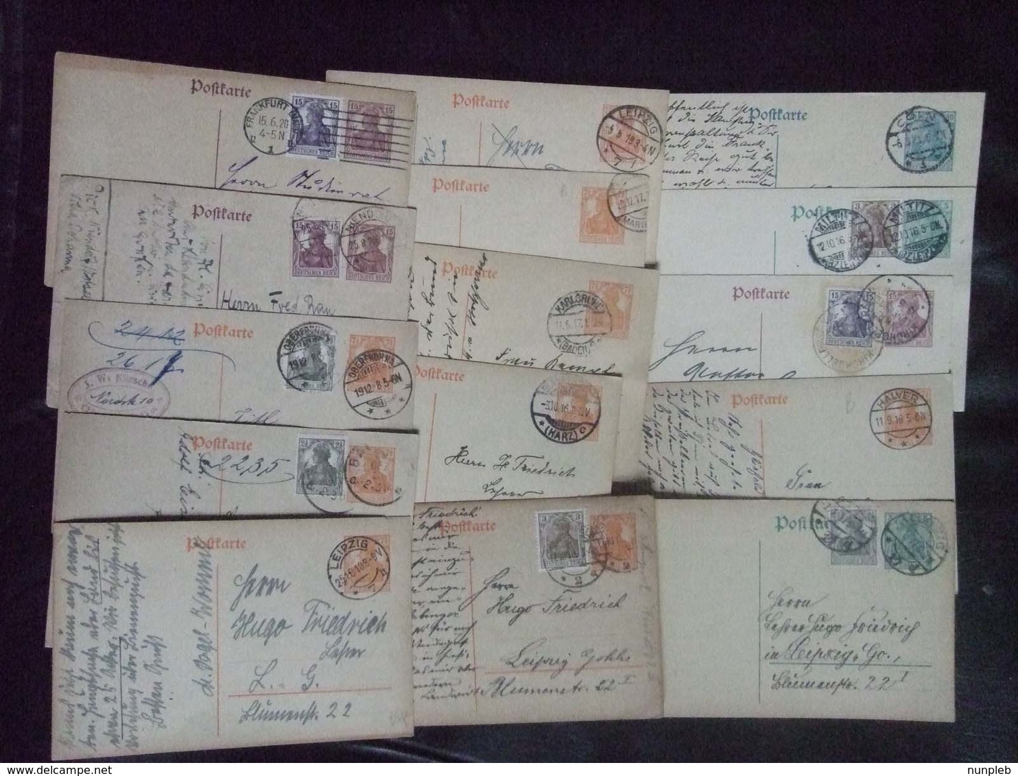 GERMANY - 1918 To 1921 - 15 X Germania Postcards With Various Postmarks - Covers & Documents