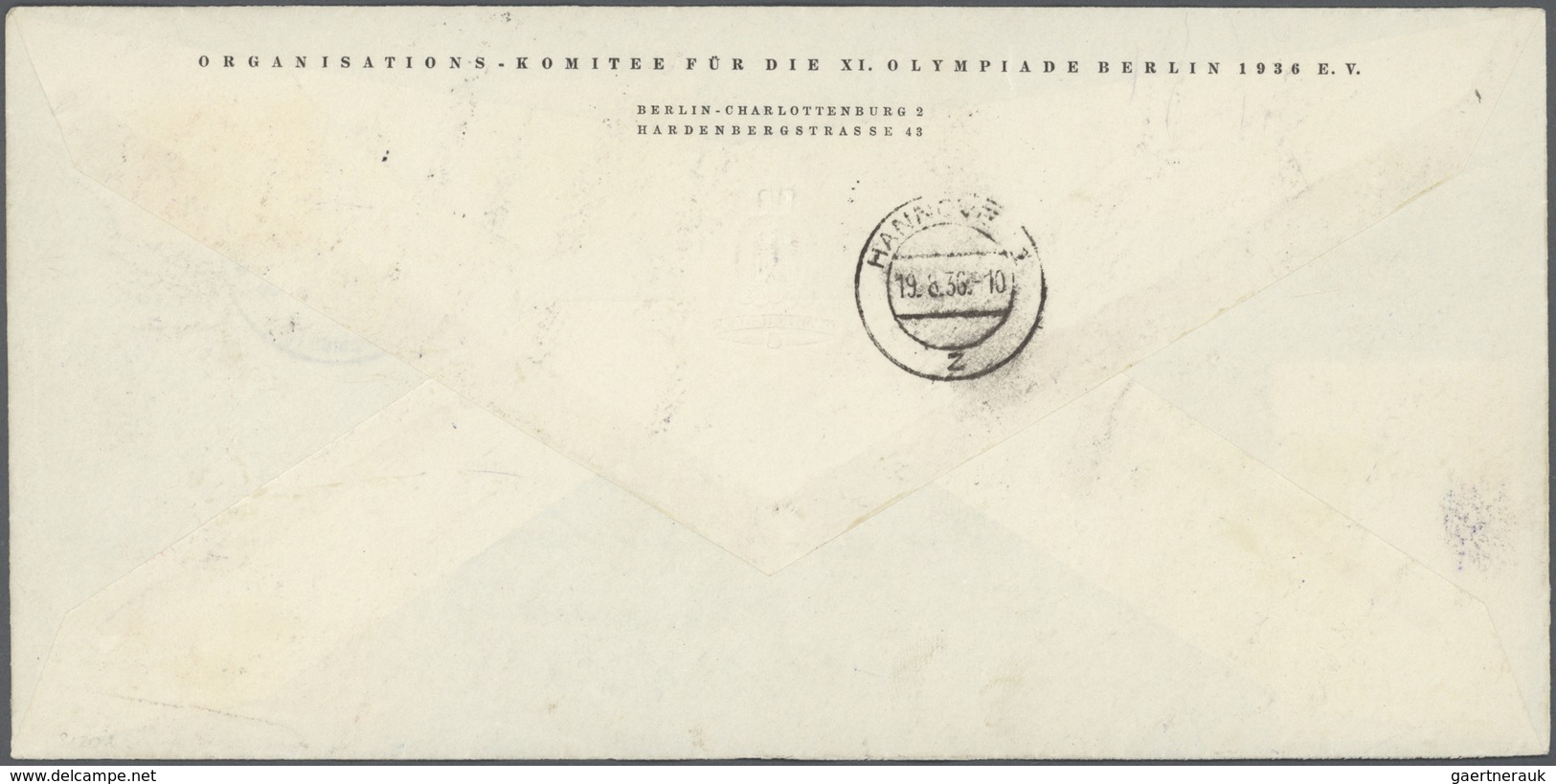 Br Thematik: Olympische Spiele / Olympic Games: 1936, Olympic Games Berlin, Envelope With Sender's Impr - Andere & Zonder Classificatie