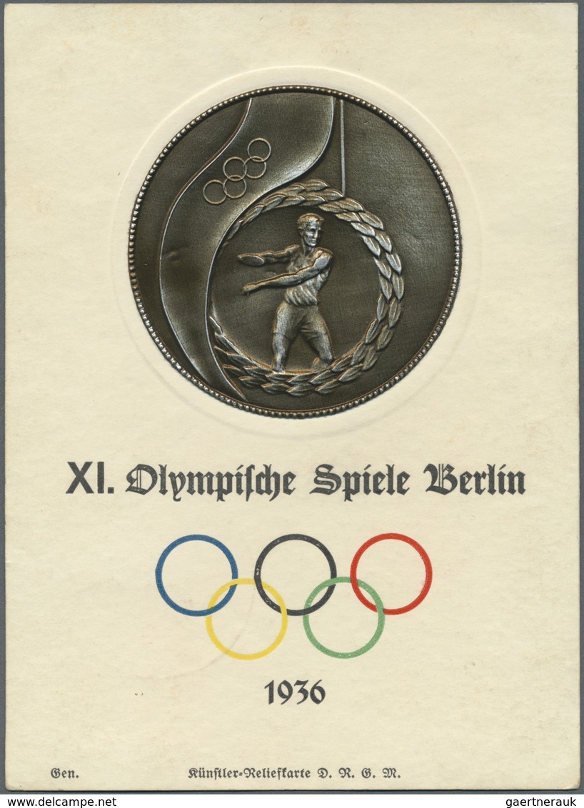 Thematik: Olympische Spiele / Olympic Games: 1936, Olympische Spiele Berlin, 3 Reliefkarten (Diskusw - Autres & Non Classés