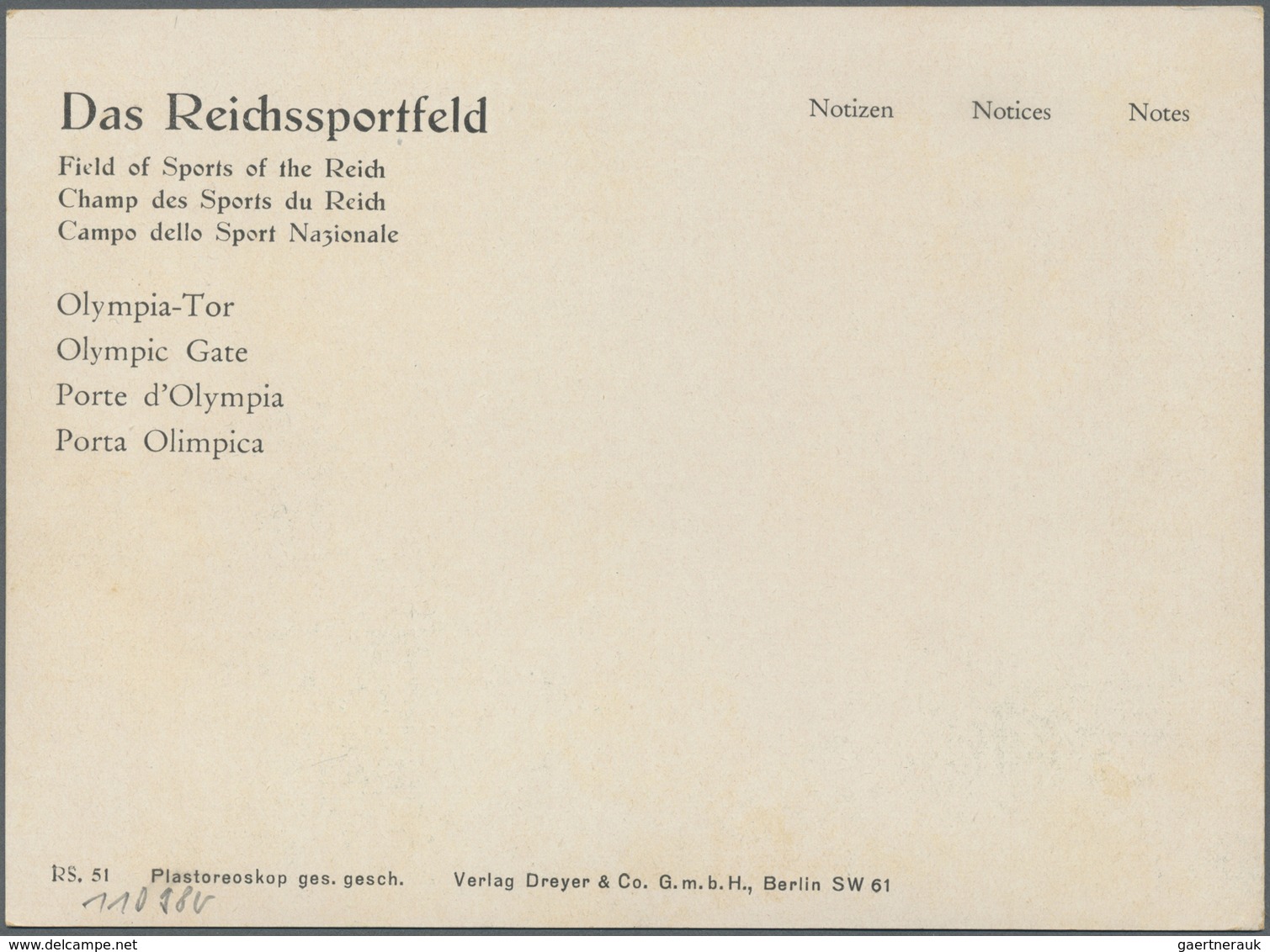 Br Thematik: Olympische Spiele / olympic games: 1936, Berlin Vordruckumschlag "Das Reichssportfeld .. O