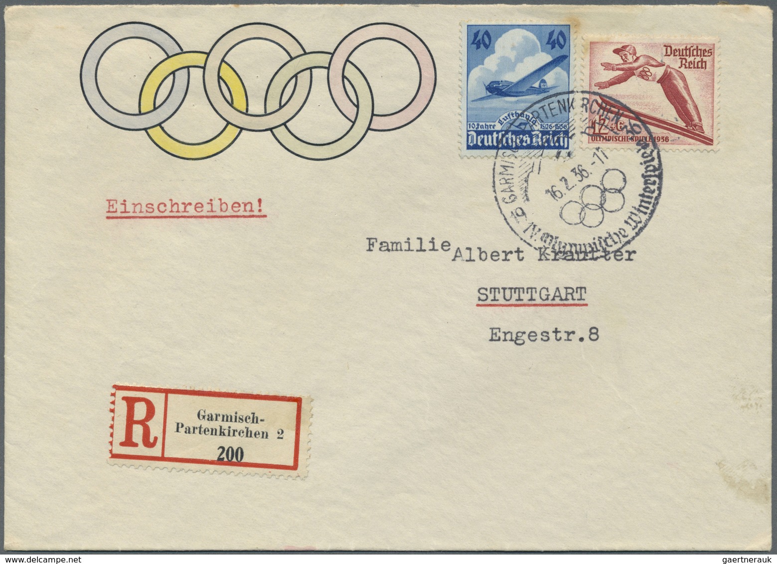 Br Thematik: Olympische Spiele / Olympic Games: 1936 Deutsches Reich: 12 Pf. Olympiade Und 40 Pf. Lufth - Andere & Zonder Classificatie