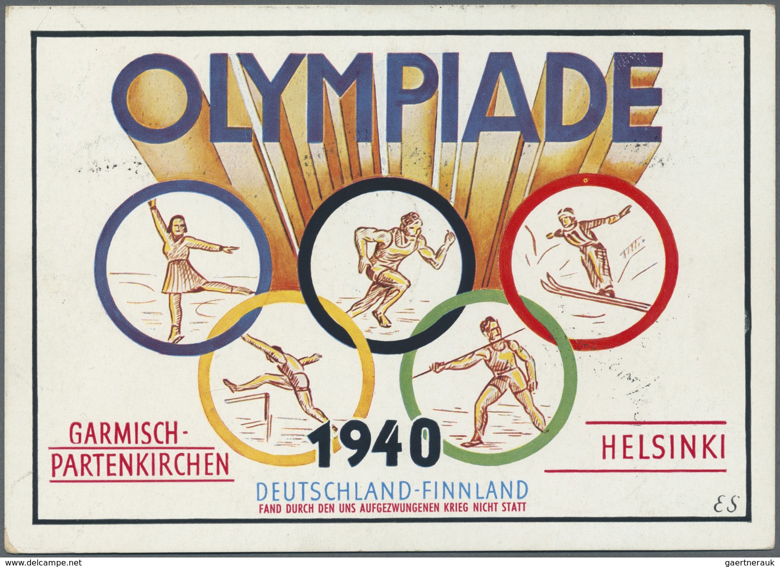 Thematik: Olympische Spiele / Olympic Games: 1940, Farbige Propagandakarte Zur Abgesagten Olympiade - Autres & Non Classés