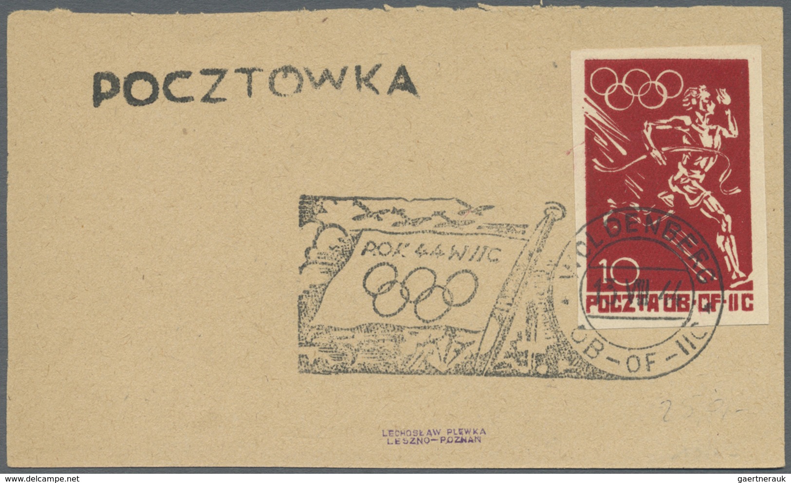 Brfst Thematik: Olympische Spiele / Olympic Games: 1944 Lagerpost Woldenberg Vordruckblatt 10 C. Rot Und M - Autres & Non Classés