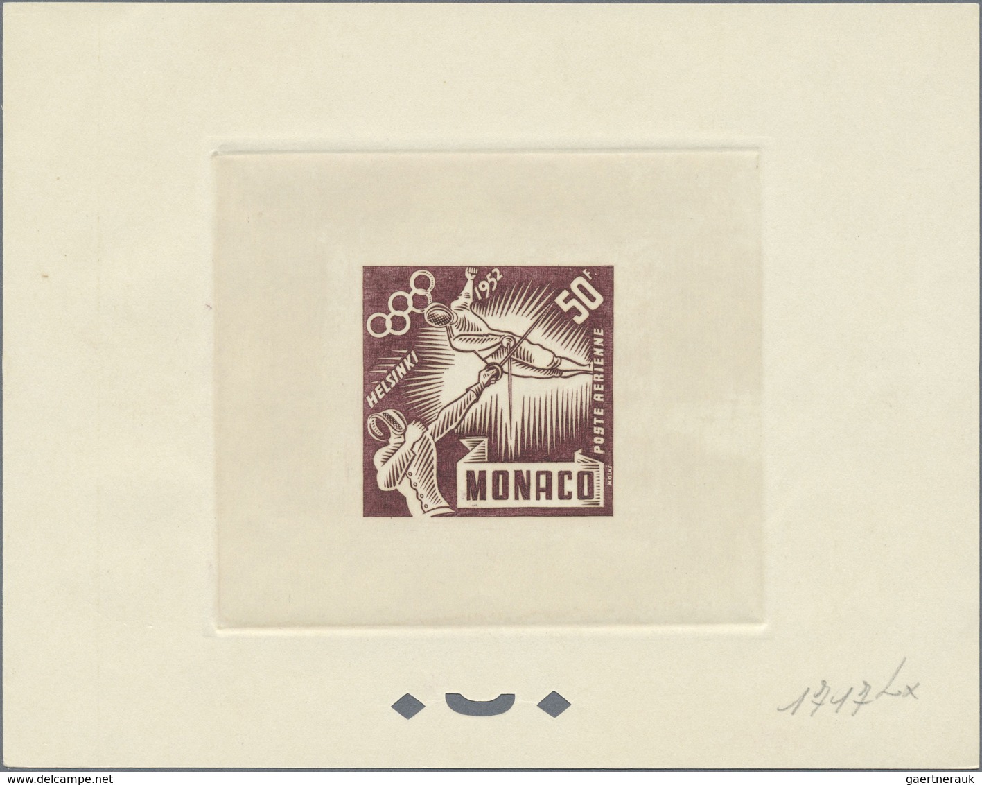 (*) Thematik: Olympische Spiele / Olympic Games: 1952/1953, Monaco. Lot Of 4 Epreuves D'atelier For Comp - Autres & Non Classés