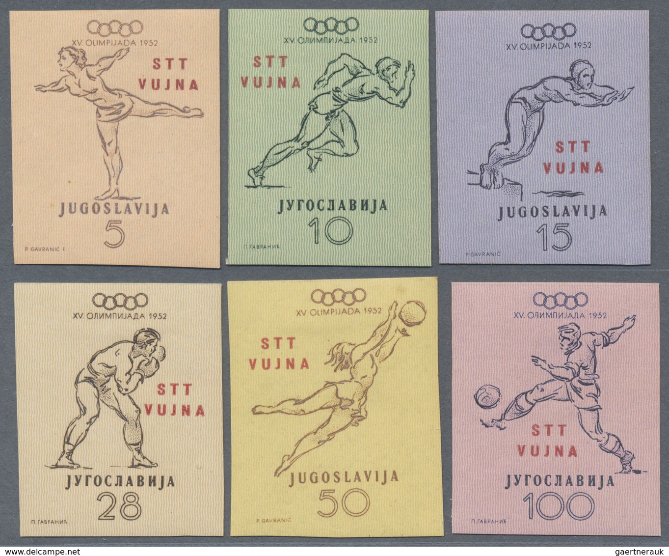 * Thematik: Olympische Spiele / Olympic Games: 1952, Triest Zone B: Kompletter Satz Sondermarken (6 We - Autres & Non Classés