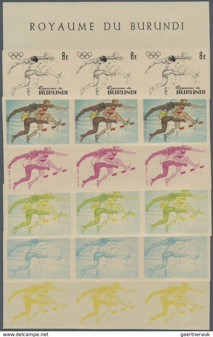 ** Thematik: Olympische Spiele / Olympic Games: 1964, TOKYO '64, Hurdle Race - 6 Items; Burundi, Progre - Autres & Non Classés