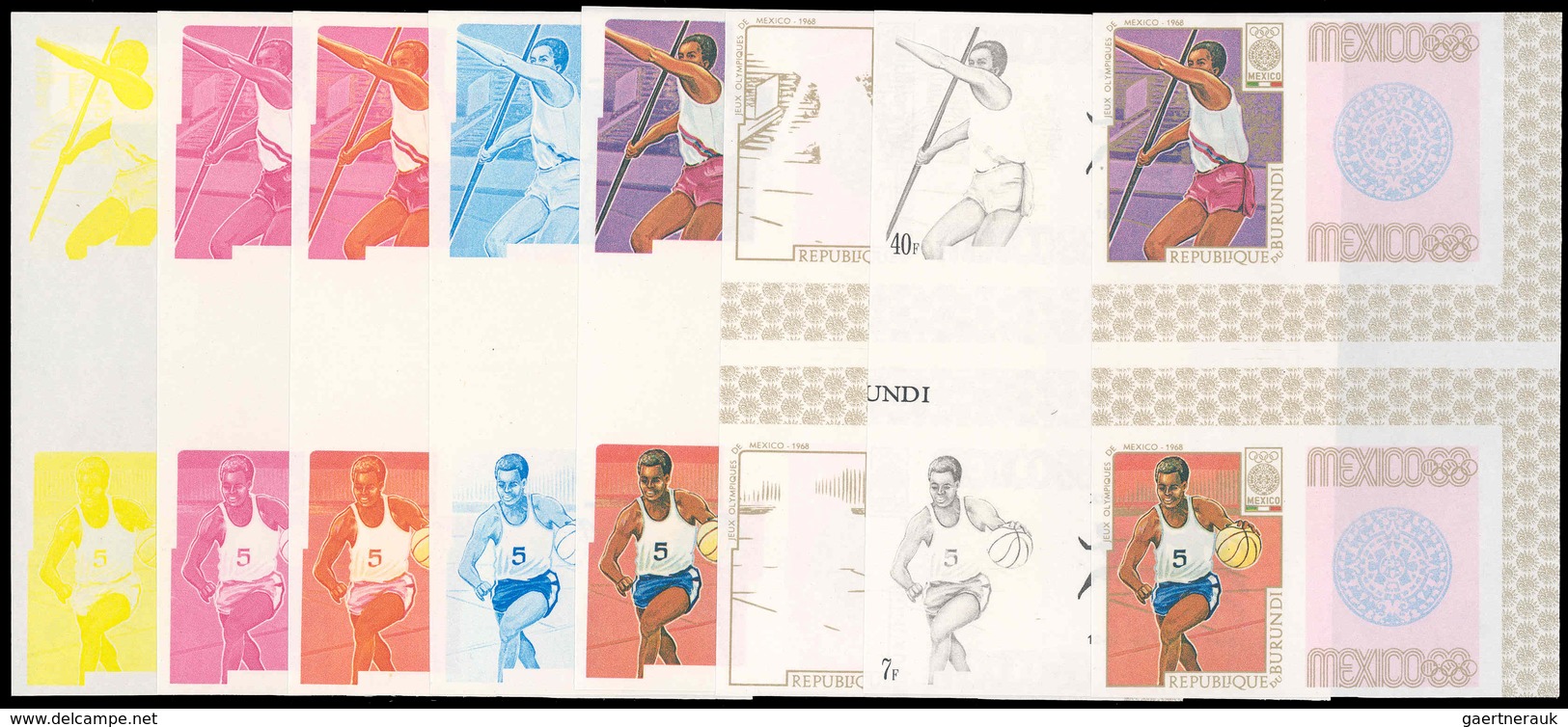 ** Thematik: Olympische Spiele / Olympic Games: 1968, Burundi: OLYMPIC GAMES MEXIKO, Javelin And Basket - Autres & Non Classés