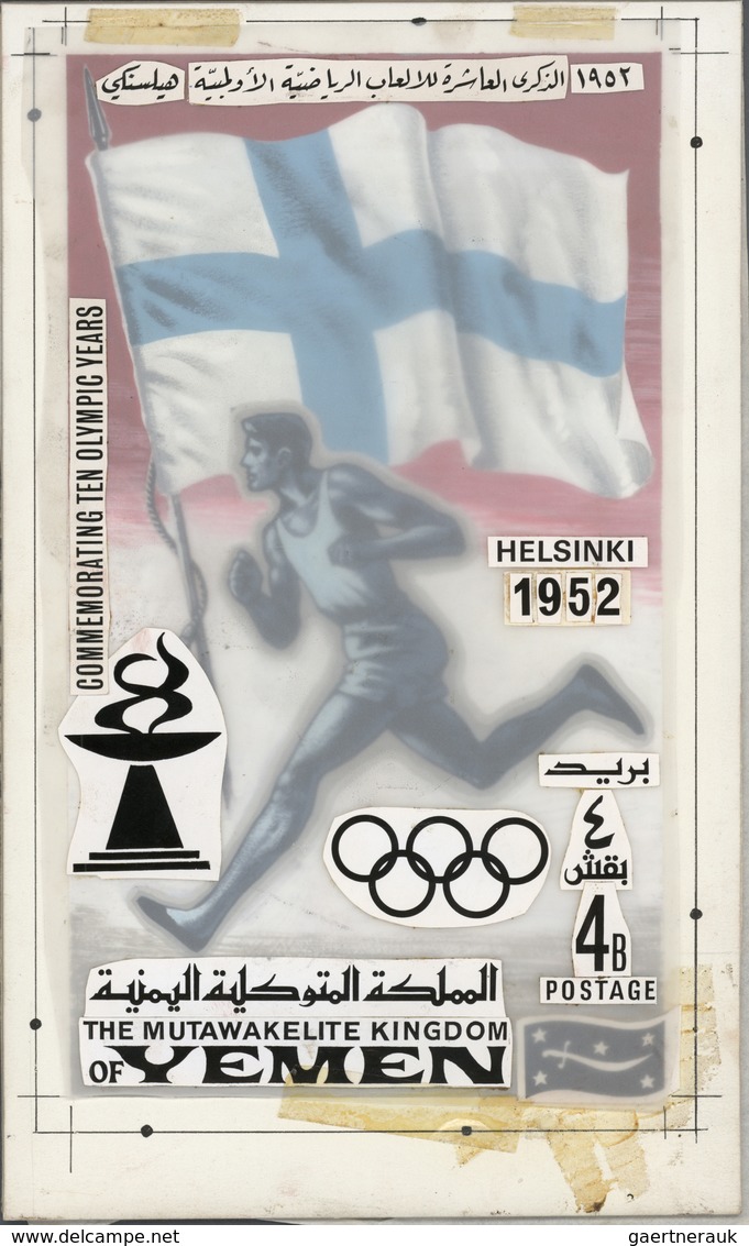 Thematik: Olympische Spiele / Olympic Games: 1968, Yemen (Kingdom). Artist's Drawing For The Seventh - Autres & Non Classés