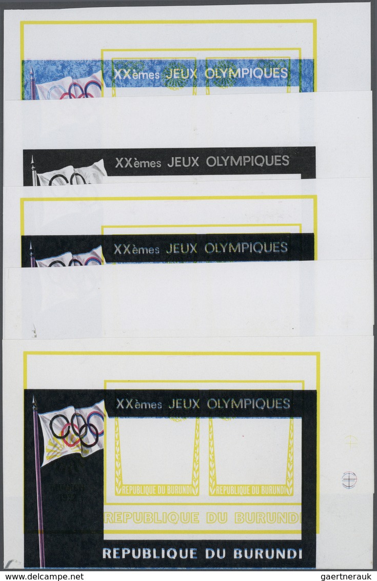 ** Thematik: Olympische Spiele / Olympic Games: 1972, MUNICH `72, Olympic Flag - 9 Items; Burundi, Prog - Andere & Zonder Classificatie