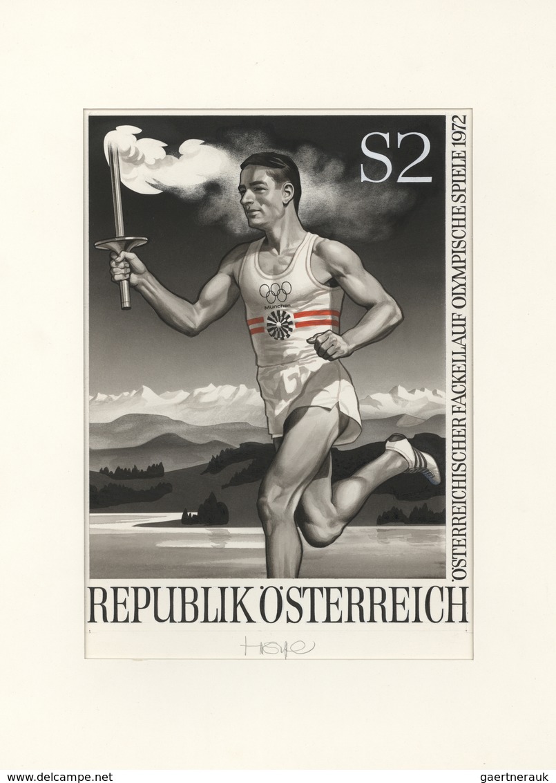 Thematik: Olympische Spiele / Olympic Games: 1972, Austria For Munich '72. Original Artist's Paintin - Andere & Zonder Classificatie