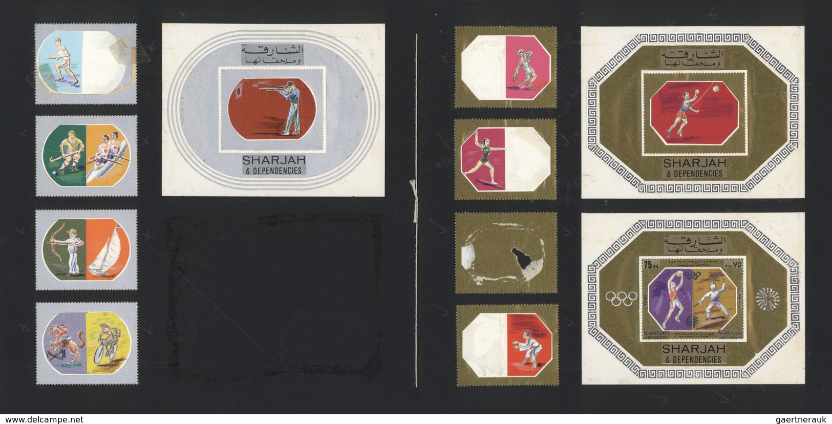Thematik: Olympische Spiele / Olympic Games: 1972. Sharja, Set Of 8 Stamp-sized Artworks And 3 S/s-s - Autres & Non Classés