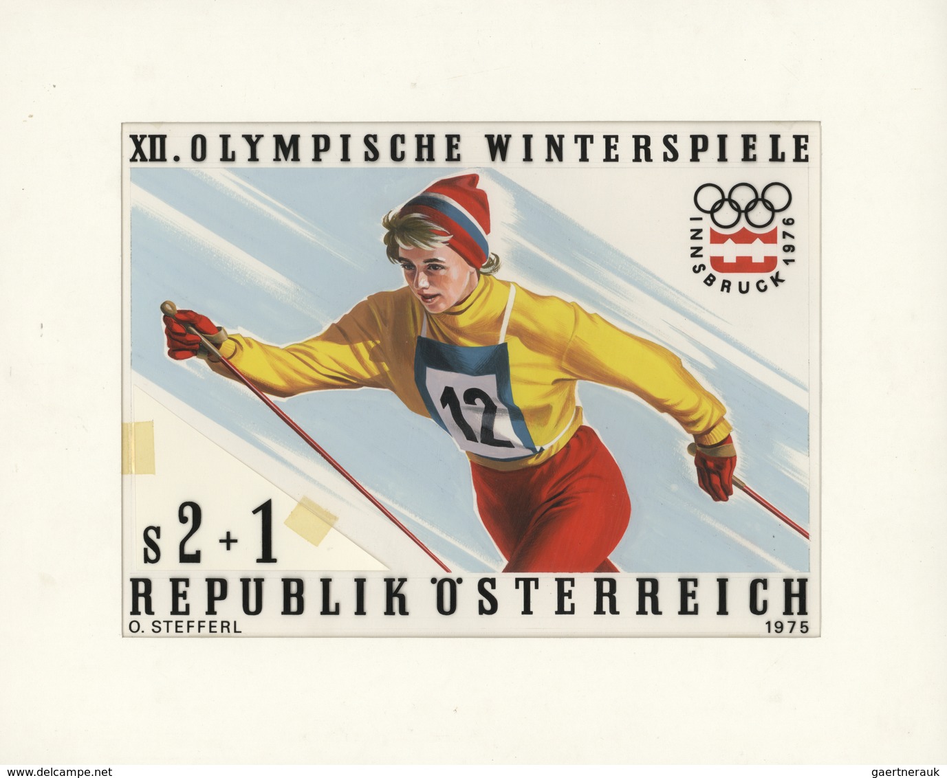 Thematik: Olympische Spiele / Olympic Games: 1975, Austria For Innsbruck 1976. Original Artist's Pai - Andere & Zonder Classificatie
