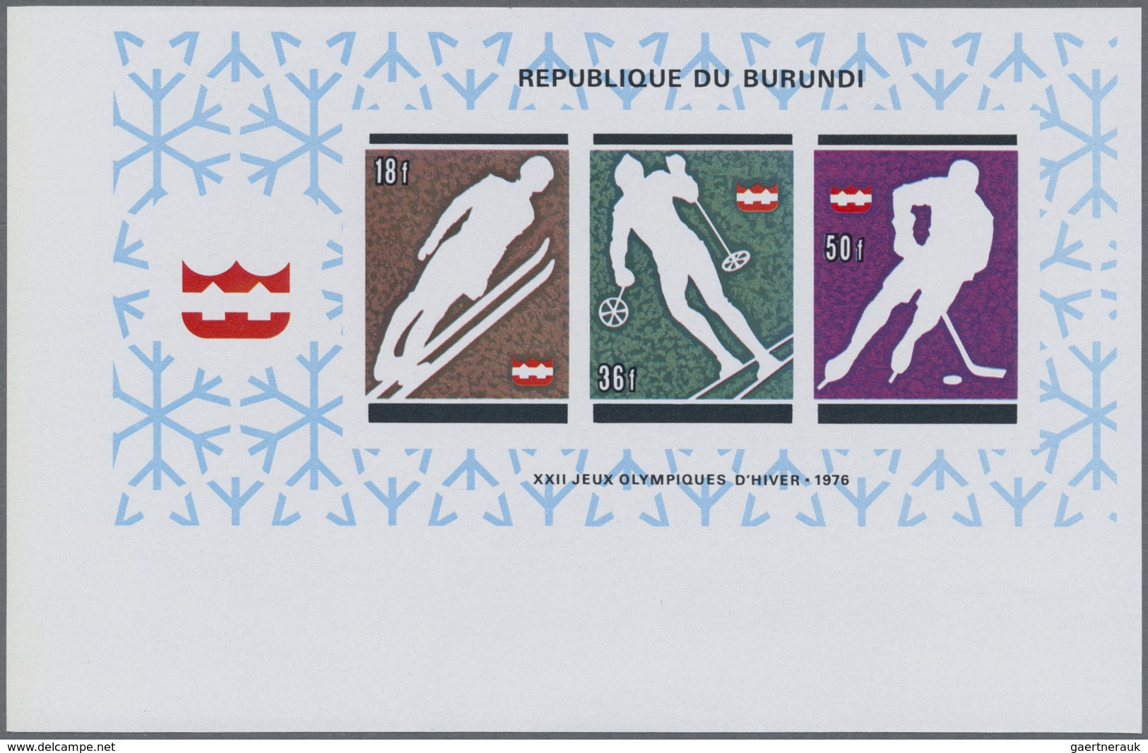 ** Thematik: Olympische Spiele / Olympic Games: 1976, BURUNDI: Olympic Winter Games Innsbruck Two Diffe - Andere & Zonder Classificatie