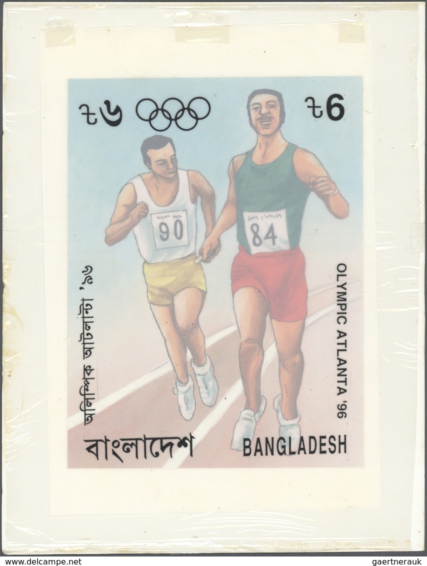 (*) Thematik: Olympische Spiele / Olympic Games: 1996, Bangladesh 6 Cent Marke, Original Entwurfzeichnun - Autres & Non Classés