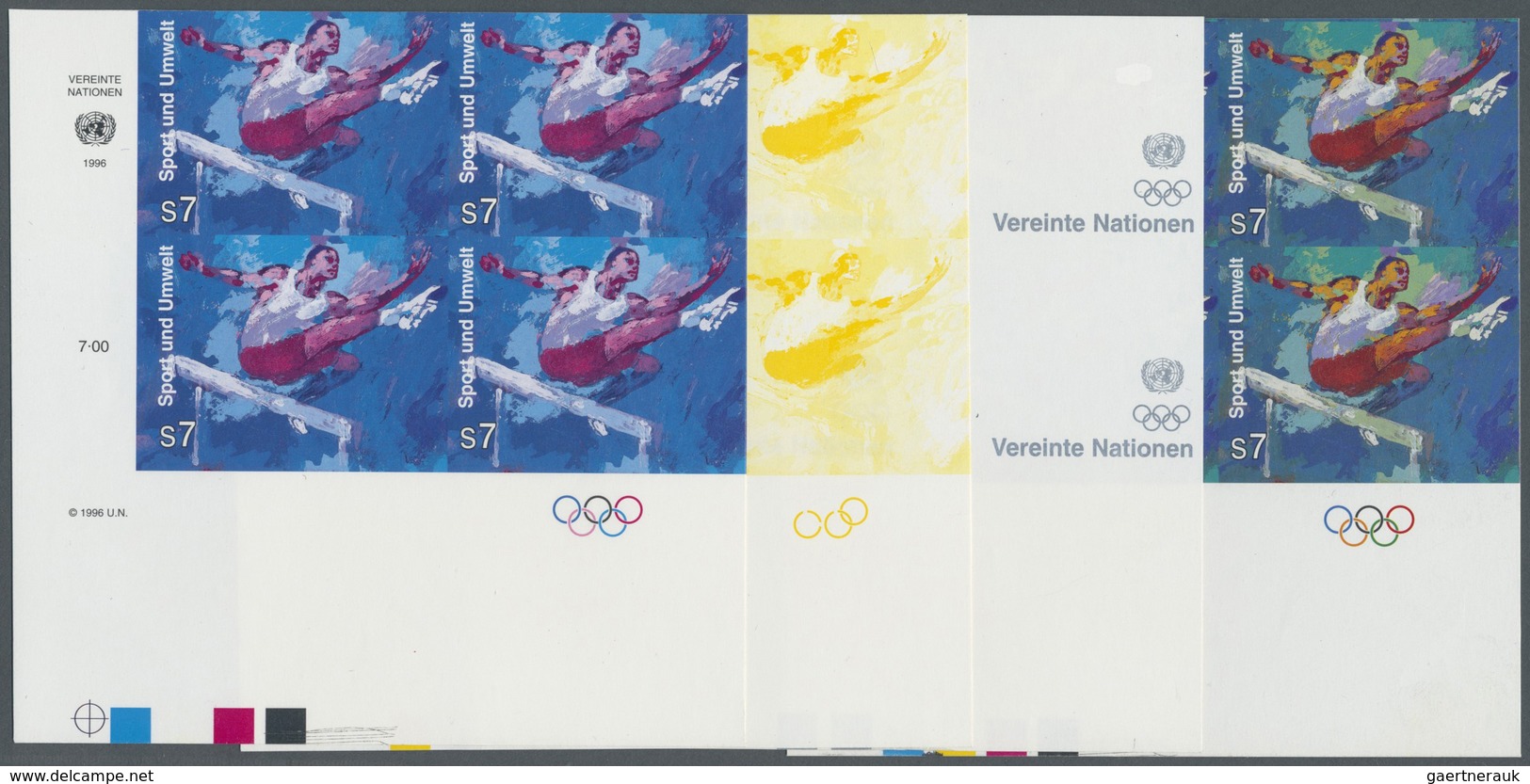 ** Thematik: Olympische Spiele / Olympic Games: 1996, UN Vienna. Progressive Proofs (8 Phases) In Corne - Autres & Non Classés