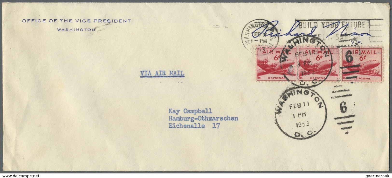 Br Thematik: Persönlichkeiten / Personalities: 1953, RICHARD NIXON, Envelope With Sender's Address "OFF - Andere & Zonder Classificatie