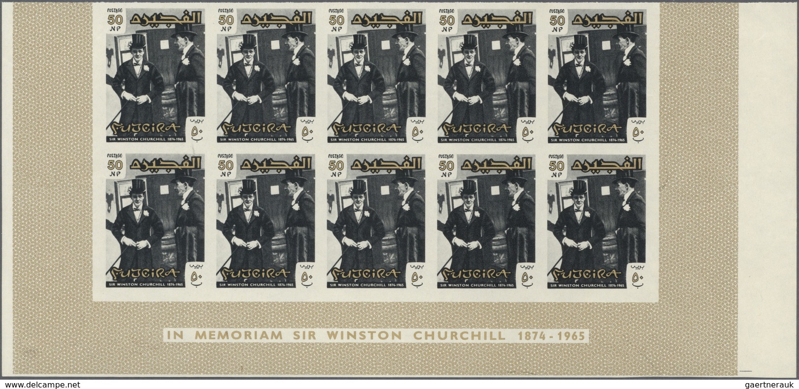 ** Thematik: Persönlichkeiten - Churchill / Personalities - Churchill: 1966, Fujeira. Imperforate Proof - Sir Winston Churchill