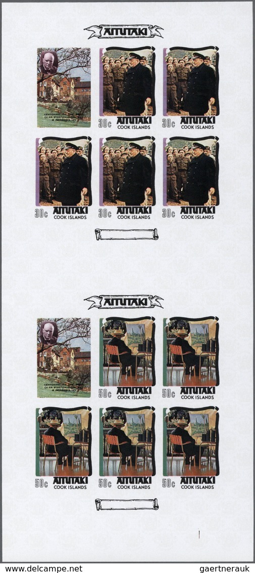 ** Thematik: Persönlichkeiten - Churchill / Personalities - Churchill: 1974, Aitutaki. Imperforate Proo - Sir Winston Churchill