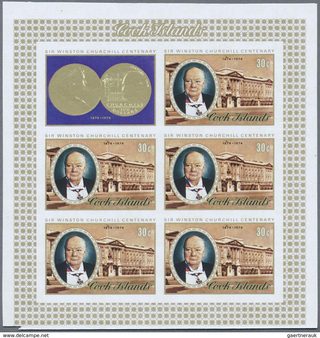 ** Thematik: Persönlichkeiten - Churchill / Personalities - Churchill: 1974, Cook Islands. Complete Set - Sir Winston Churchill