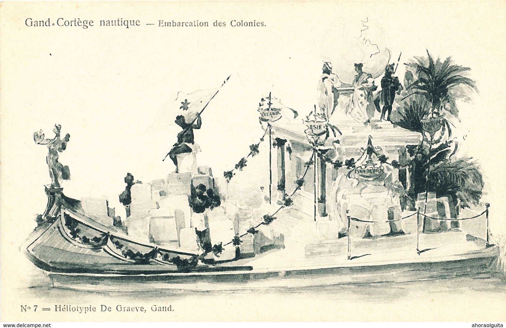 027/30  GAND  - Carte  Illustrée  Cortège Nautique - Embarcation Des Colonies. No 7 - Gent