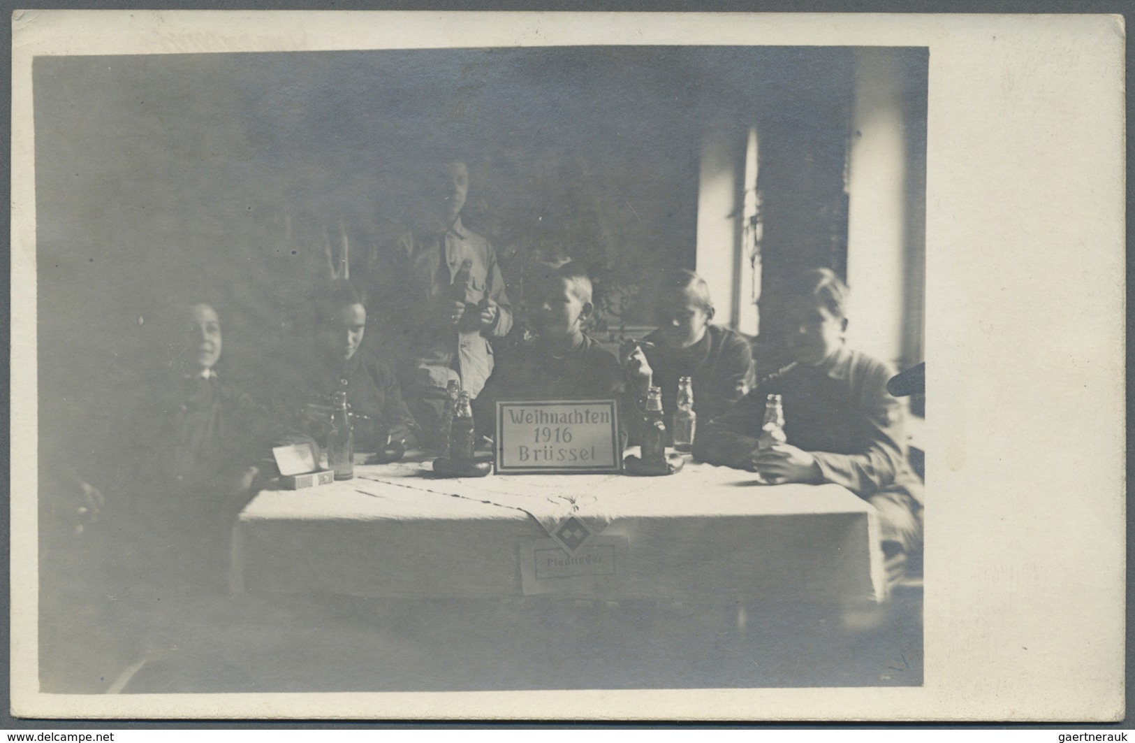 Thematik: Pfadfinder / Boy Scouts:  1916: Foto AK 1.WK Deutscher Pfadfinder Kommandantur Brüssel Bel - Andere & Zonder Classificatie