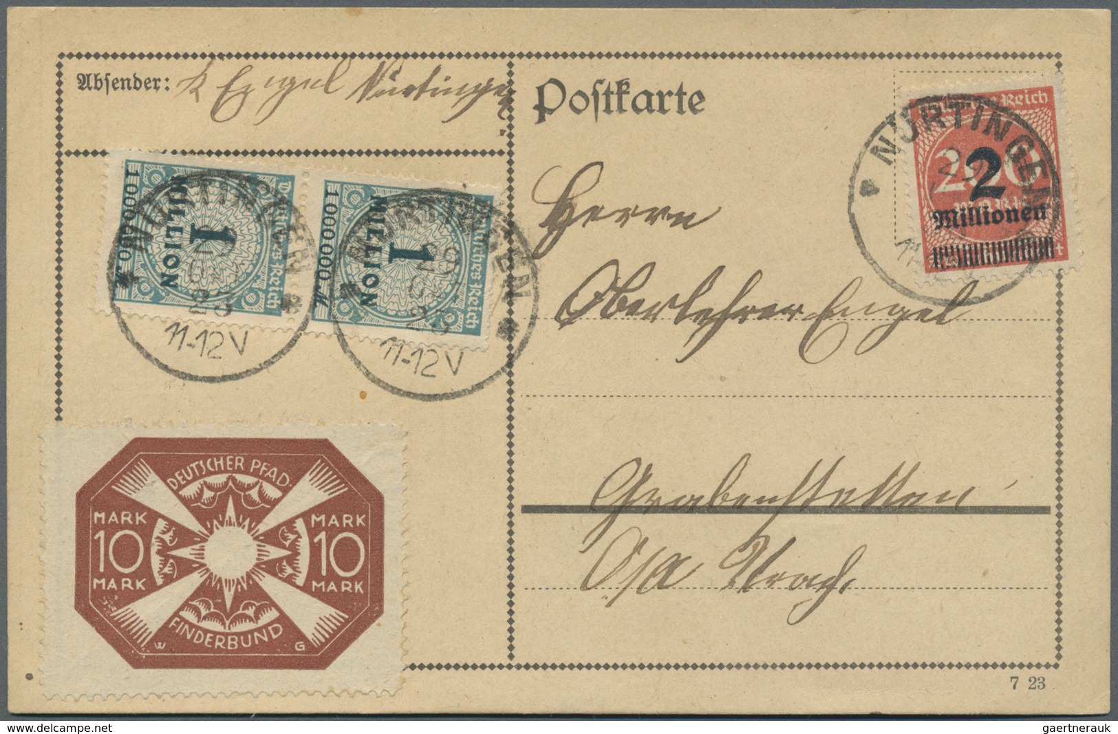 Br Thematik: Pfadfinder / Boy Scouts: 1919/1923, Dt. Reich. Lot Von 1 Brief Mit Rs. Rot-schwarzer Vigne - Other & Unclassified