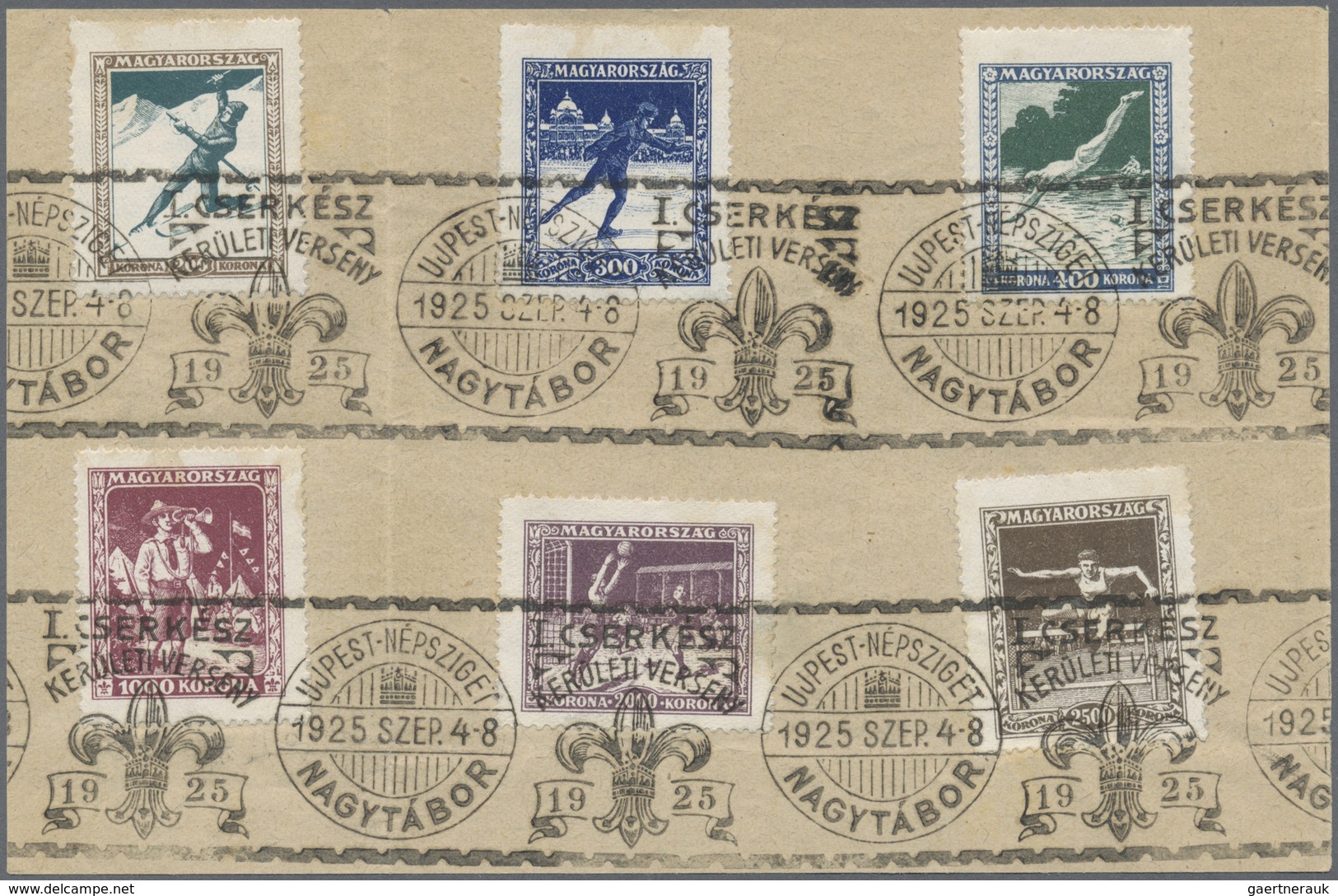 Brfst Thematik: Pfadfinder / Boy Scouts: 1925, Hungary. Scout Stamp With Another Five Stamps Of The Sports - Autres & Non Classés