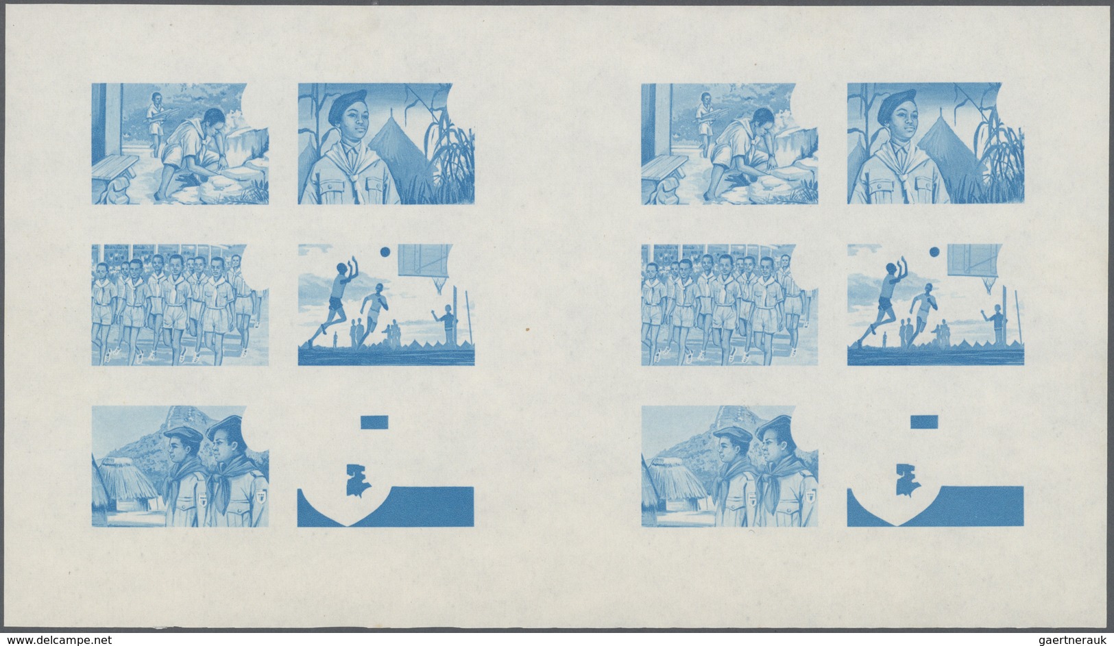 ** Thematik: Pfadfinder / Boy Scouts: 1969, SCOUTS IN GUINEA - 8 Items; Double Progressive Plate Proofs - Other & Unclassified