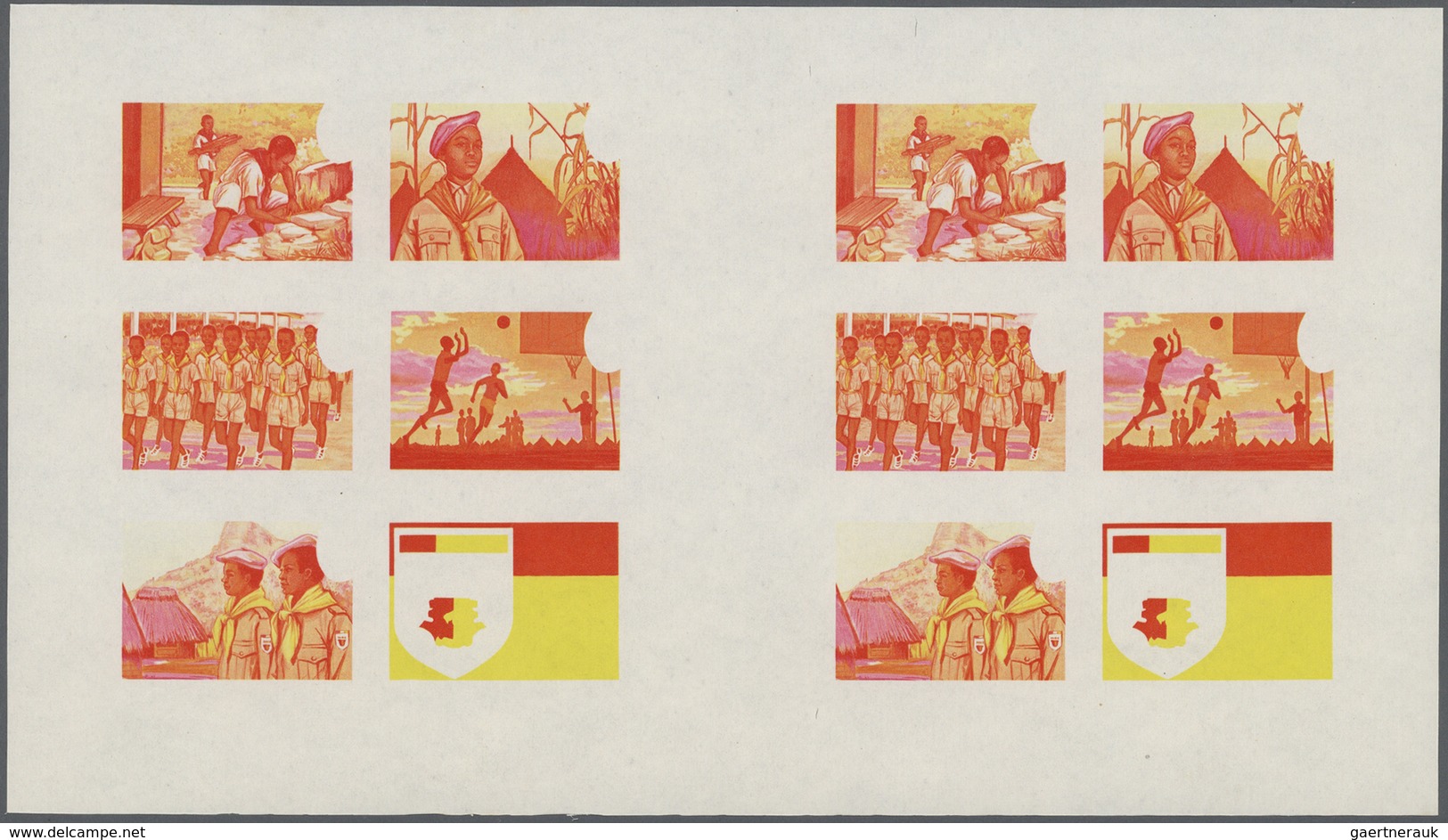 ** Thematik: Pfadfinder / boy scouts: 1969, SCOUTS IN GUINEA - 8 items; double progressive plate proofs