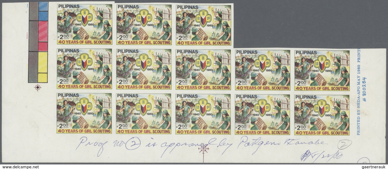 ** Thematik: Pfadfinder / Boy Scouts: 1980, Philippines. Lot With An Original Archival Proof Set Of 2 I - Sonstige & Ohne Zuordnung