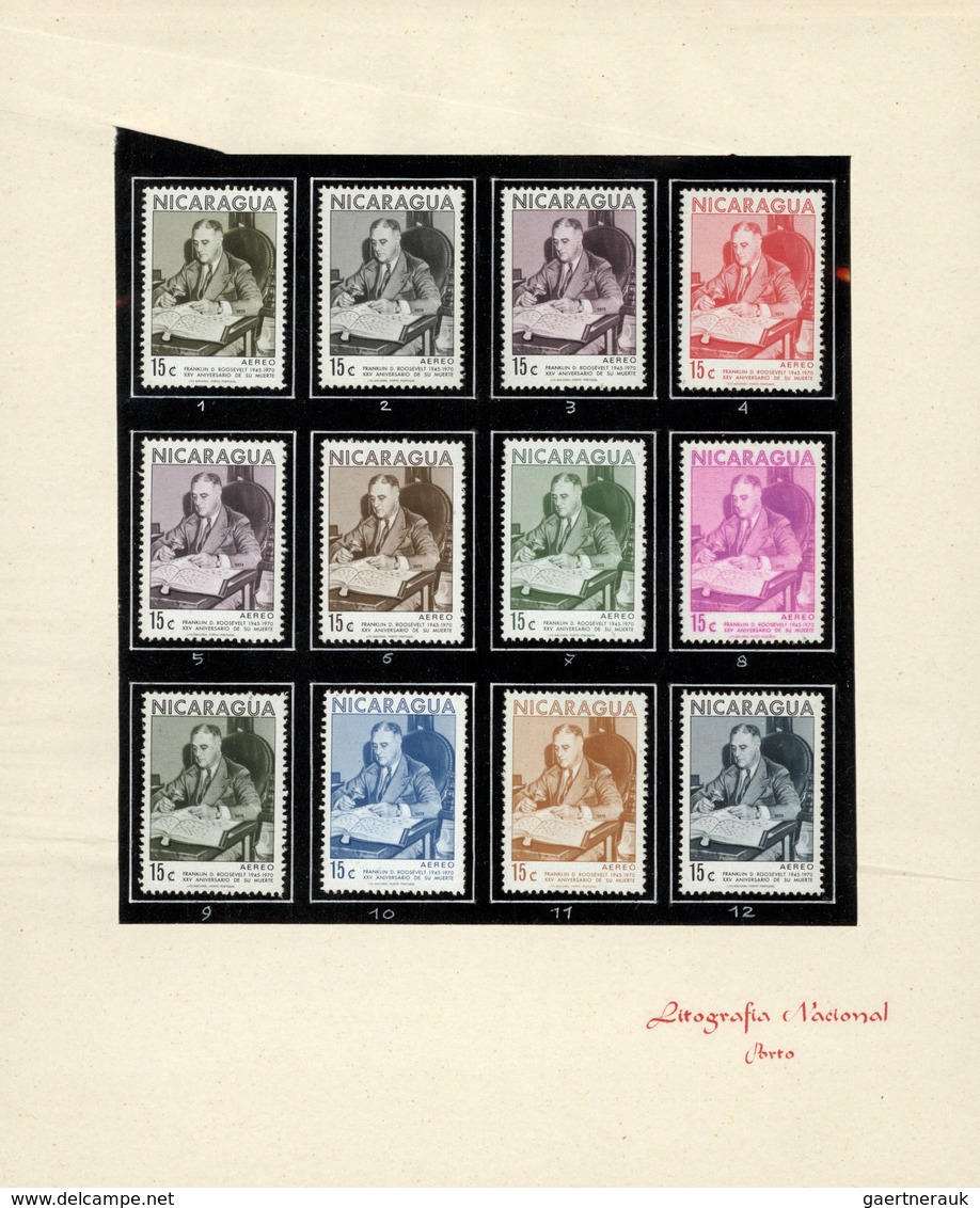 * Thematik: Philatelie / Philately: 1970, Nicaragua. Collection Of 12 Different Color Proofs For The 1 - Autres & Non Classés