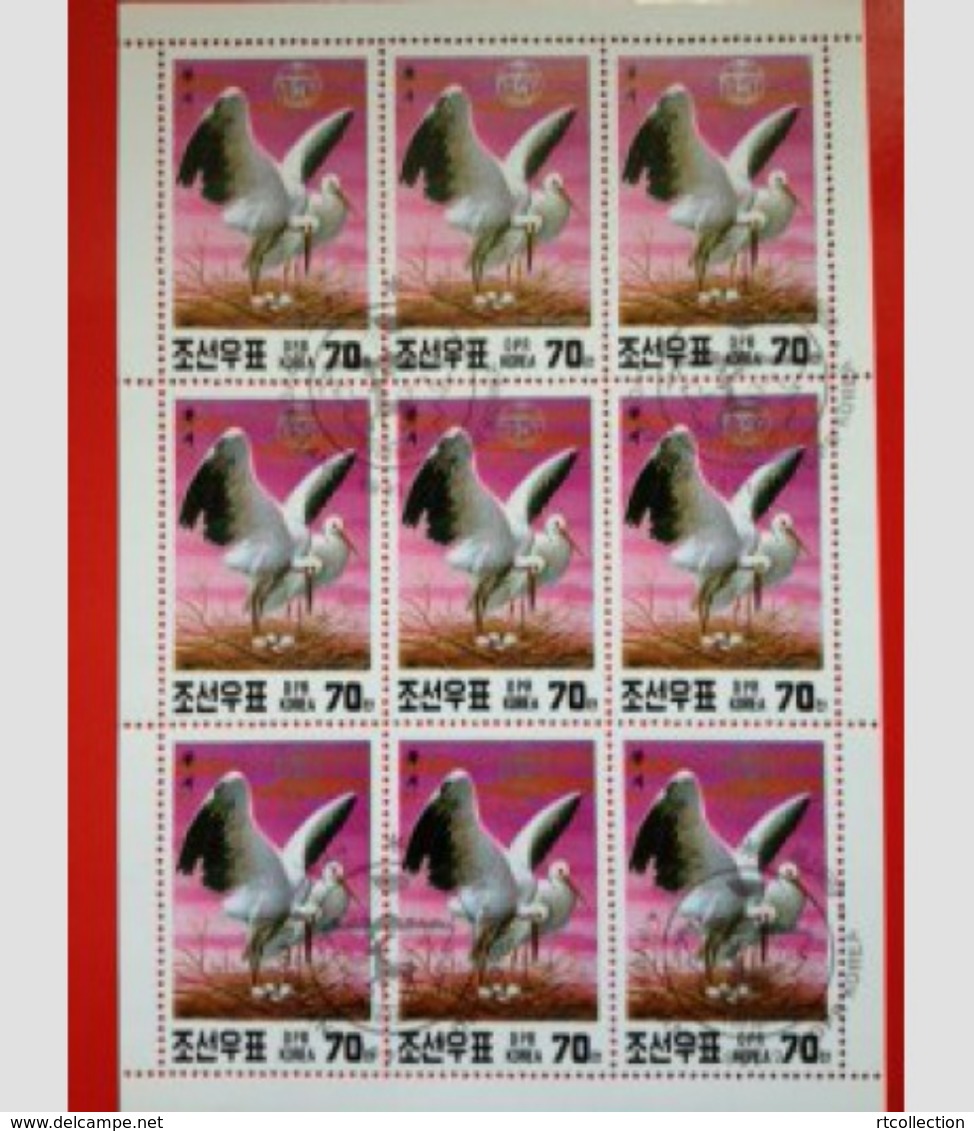 Korea 1991 Endangered Birds Animals Nature Conservation Animal Crane Storks Long-legged M/S Stamps CTO Mi 3177 SG 3033 - Cranes And Other Gruiformes