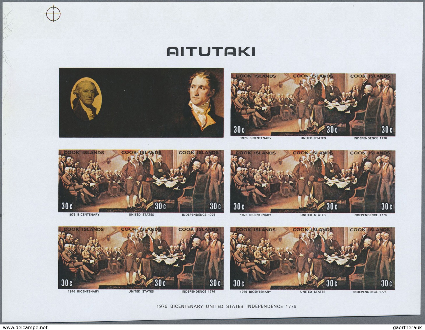 ** Thematik: Politik / Politics: 1976, Aitutaki. Lot Of 3 Imperforate Miniature Proof Sheets Lacking Go - Non Classés