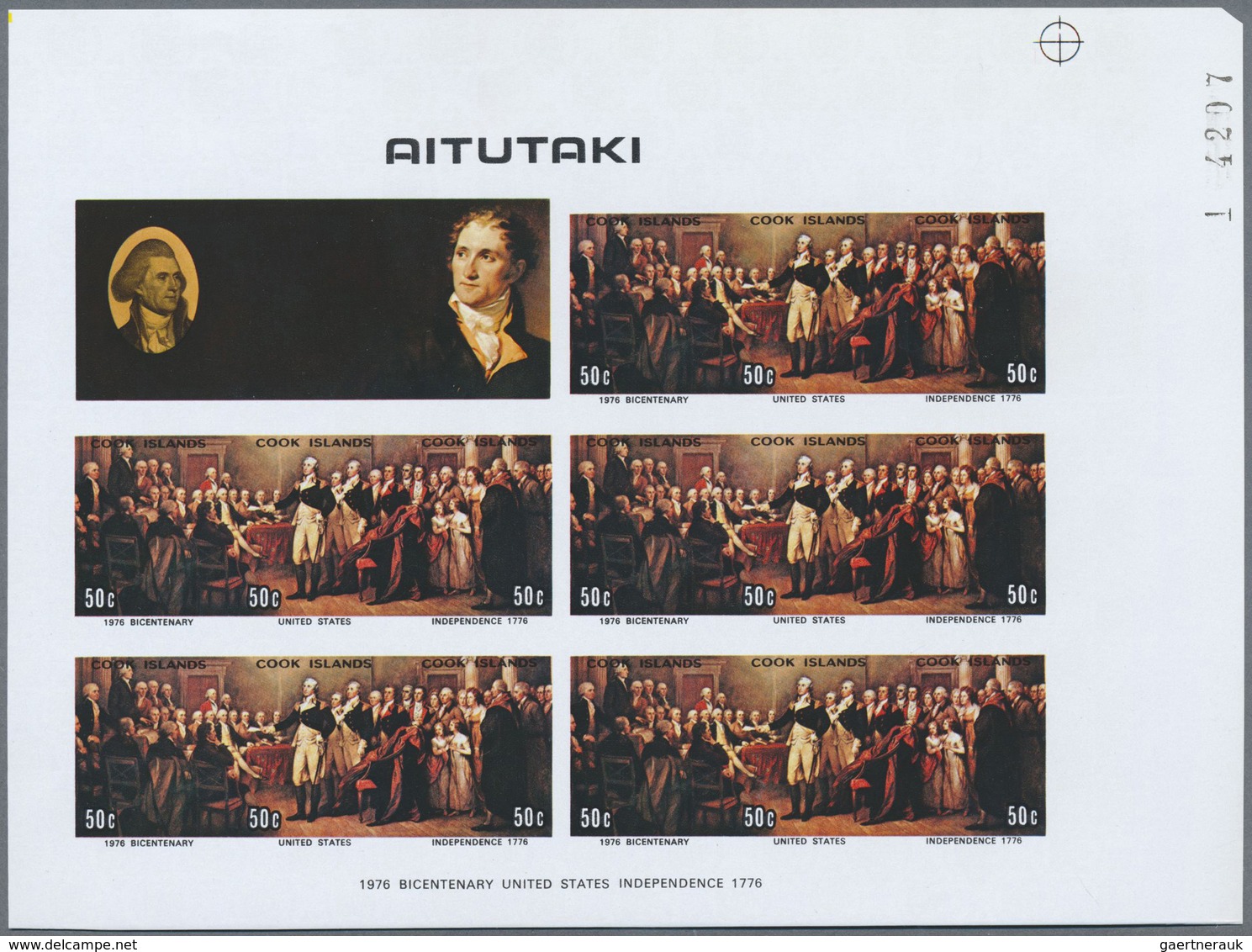 ** Thematik: Politik / Politics: 1976, Aitutaki. Lot Of 3 Imperforate Miniature Proof Sheets Lacking Go - Unclassified