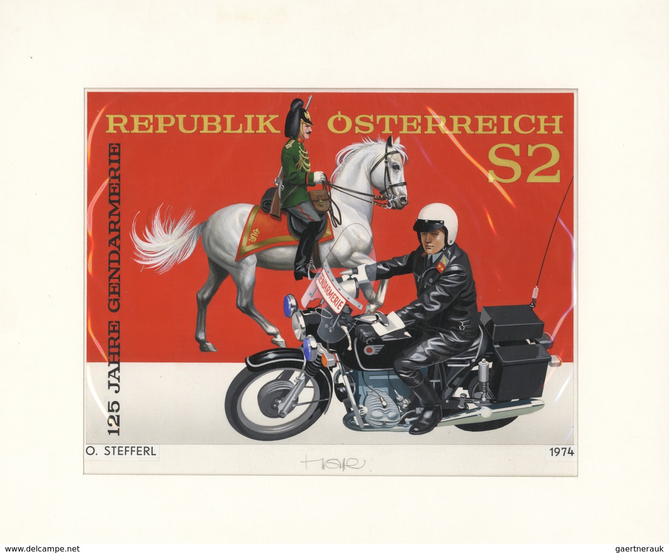 Thematik: Polizei / Police: 1974, Austria. Original Artist's Painting By Prof. Otto Stefferl For The - Police - Gendarmerie