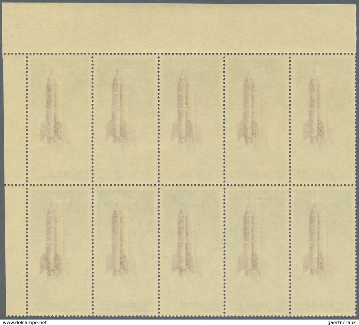 ** Thematik: Raumfahrt / Astronautics: 1964, Dubai, 1np. And 5np. "Rocket Flight" Perf., Marginal Block - Autres & Non Classés