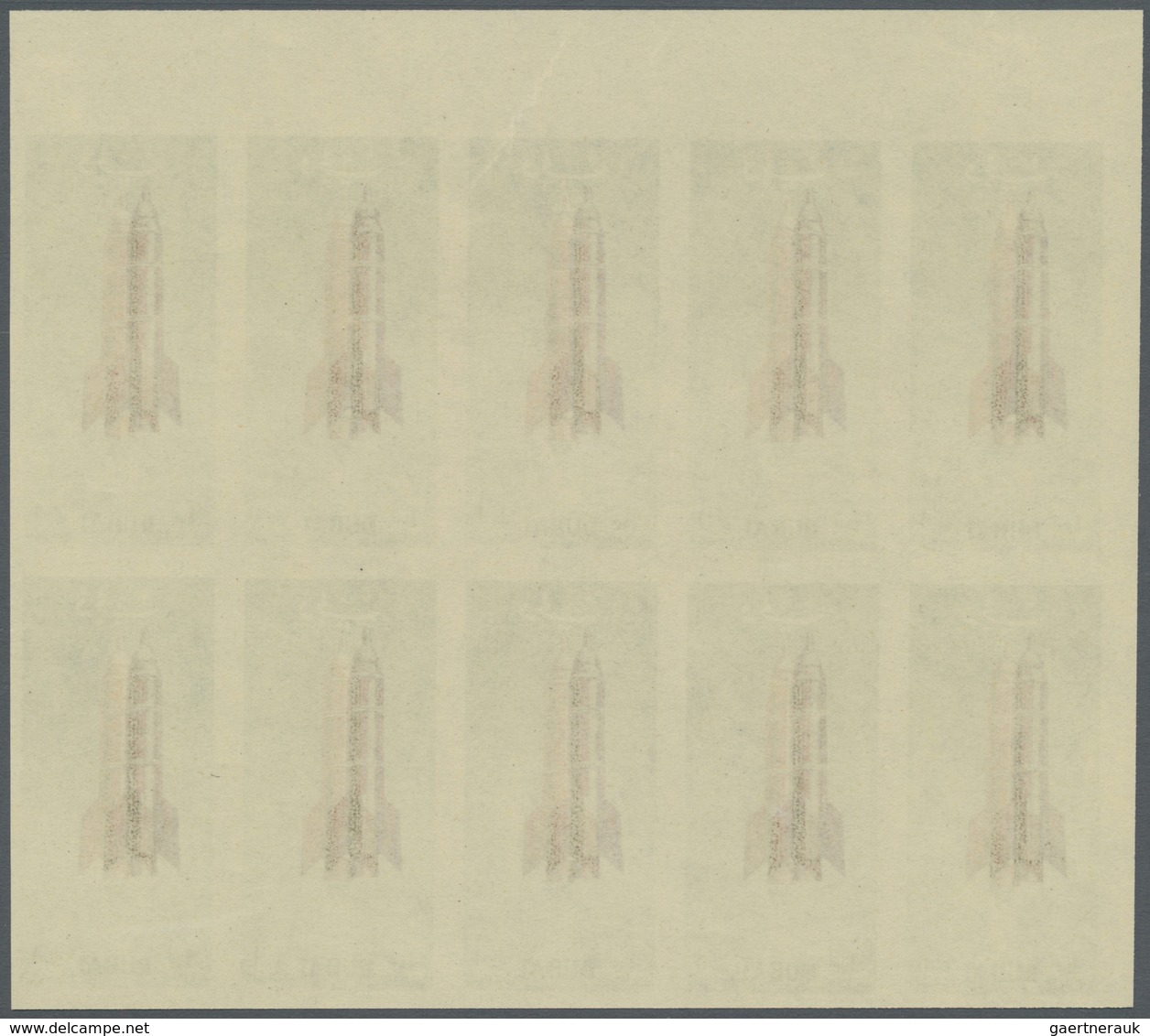 ** Thematik: Raumfahrt / Astronautics: 1964, Dubai, 1np. "Rocket Flight" Imperf., Top Marginal Block Of - Autres & Non Classés