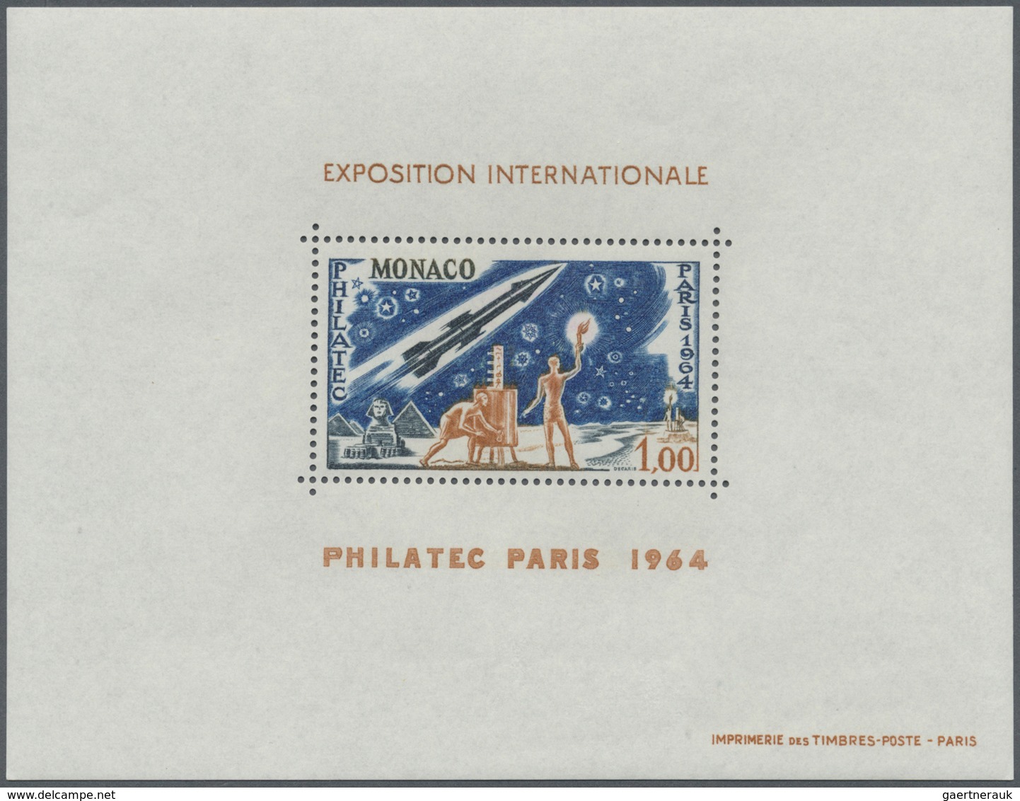 ** Thematik: Raumfahrt / Astronautics: 1964, MONACO: Philatec Paris 1.00 Fr. Mit Abbildung Einer Rakete - Andere & Zonder Classificatie