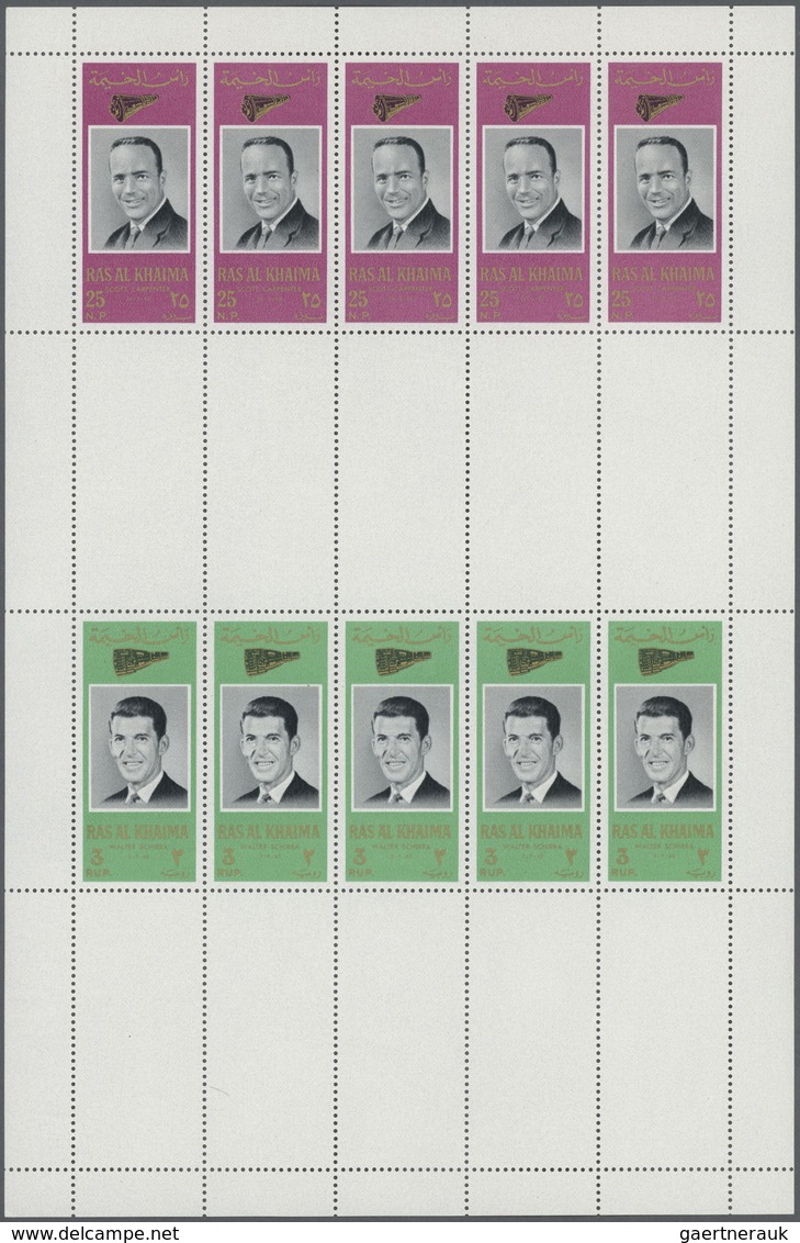 ** Thematik: Raumfahrt / Astronautics: 1966, Ras Al Khaima, American Astronauts, Four Sheets With Five - Andere & Zonder Classificatie