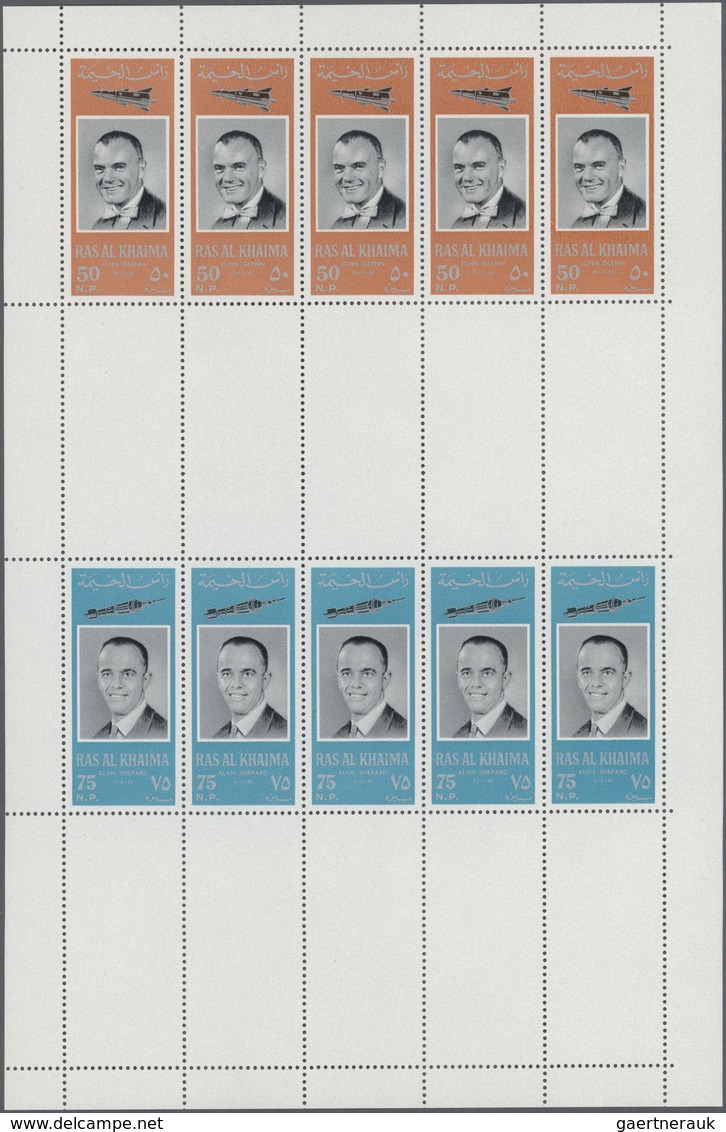 ** Thematik: Raumfahrt / astronautics: 1966, Ras al Khaima, American Astronauts, four sheets with five