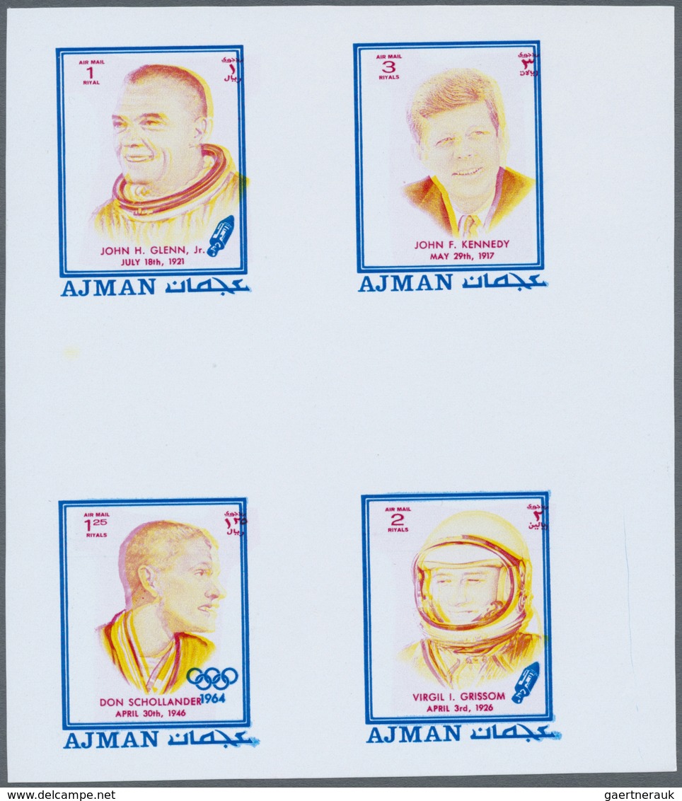 ** Thematik: Raumfahrt / Astronautics: 1971, AJMAN: Famous Personalities Four Different Stamps 1r. John - Andere & Zonder Classificatie