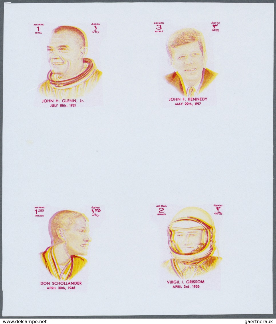 ** Thematik: Raumfahrt / Astronautics: 1971, AJMAN: Famous Personalities Four Different Stamps 1r. John - Andere & Zonder Classificatie