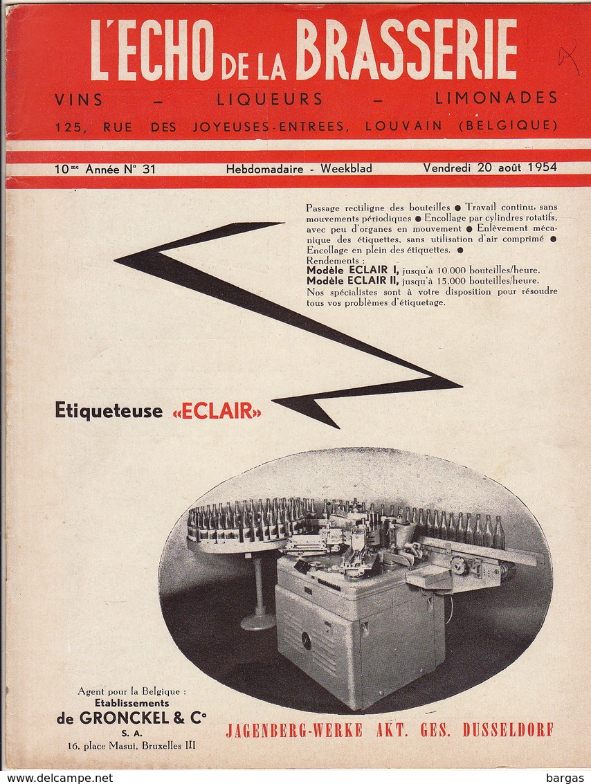 Revue L'ECHO DE LA BRASSERIE Biere Limonade Liqueur - Autres & Non Classés