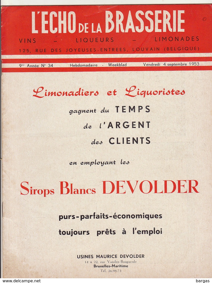 Revue L'ECHO DE LA BRASSERIE Biere Limonade Liqueur - Autres & Non Classés
