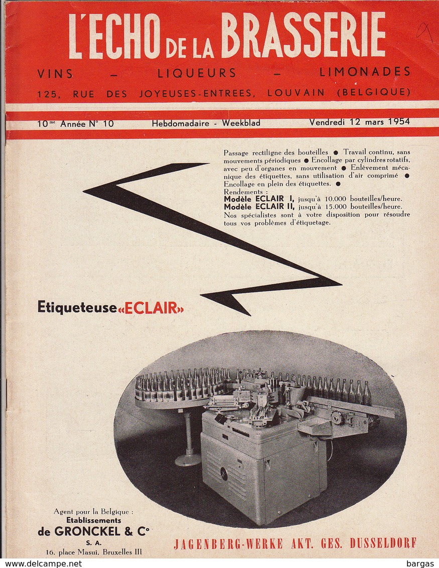 Revue L'ECHO DE LA BRASSERIE Biere Limonade Liqueur - Autres & Non Classés